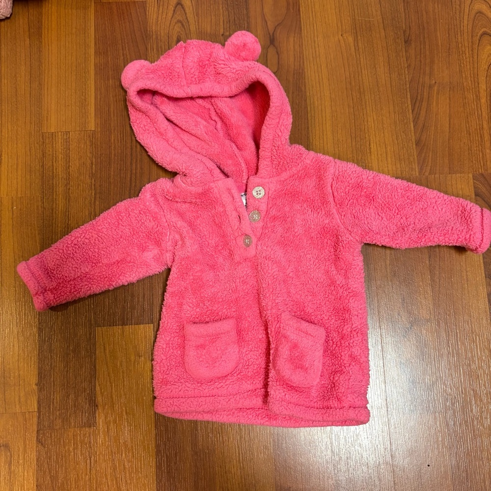 3 Month Carter's Fuzzy Pink Baby Jacket with Glitter Buttons